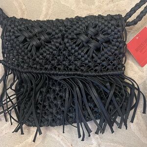 NWT🌷MOSSIMO🌷Black woven fringed bag